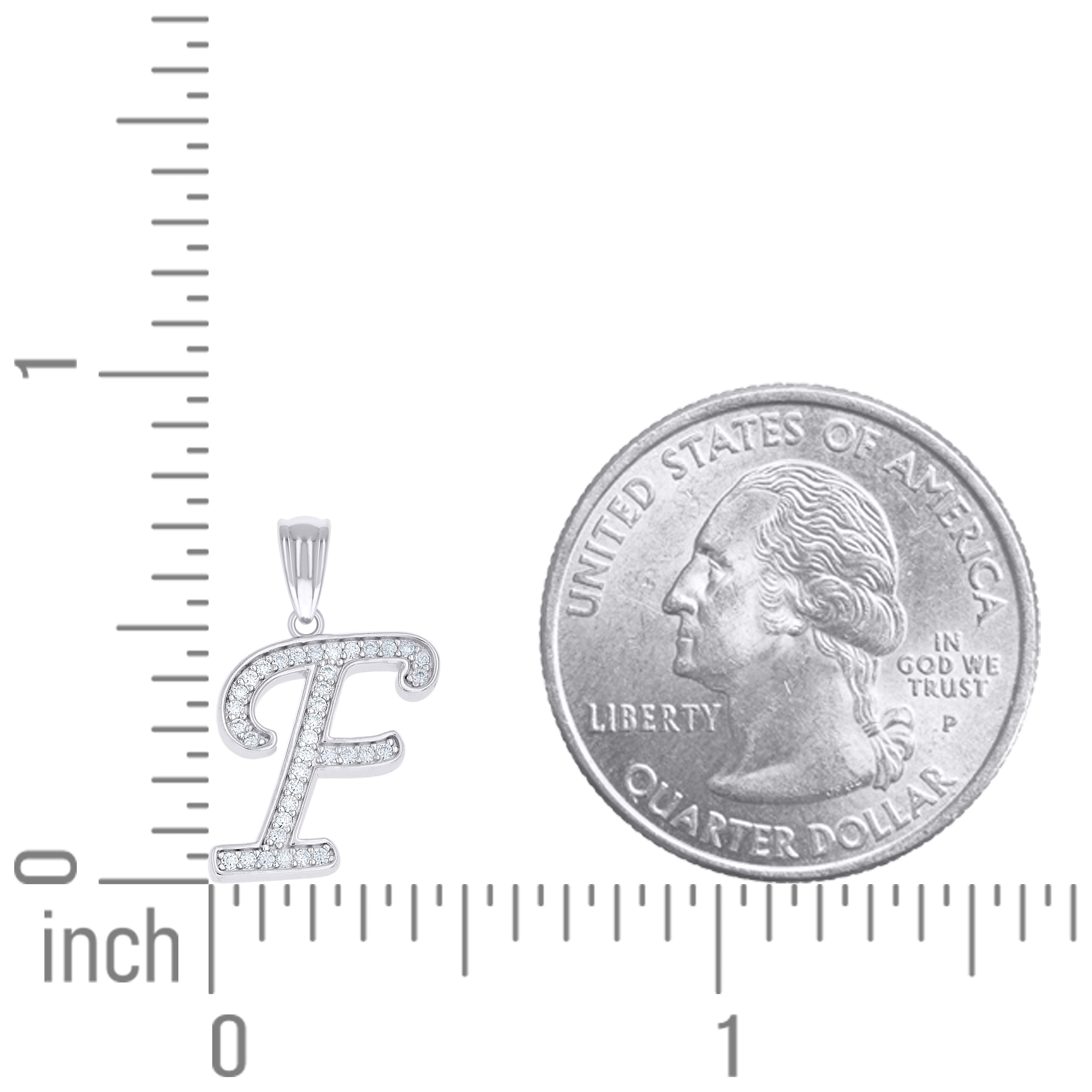 925 Sterling Silver Moissanite Initial "F" Pendant