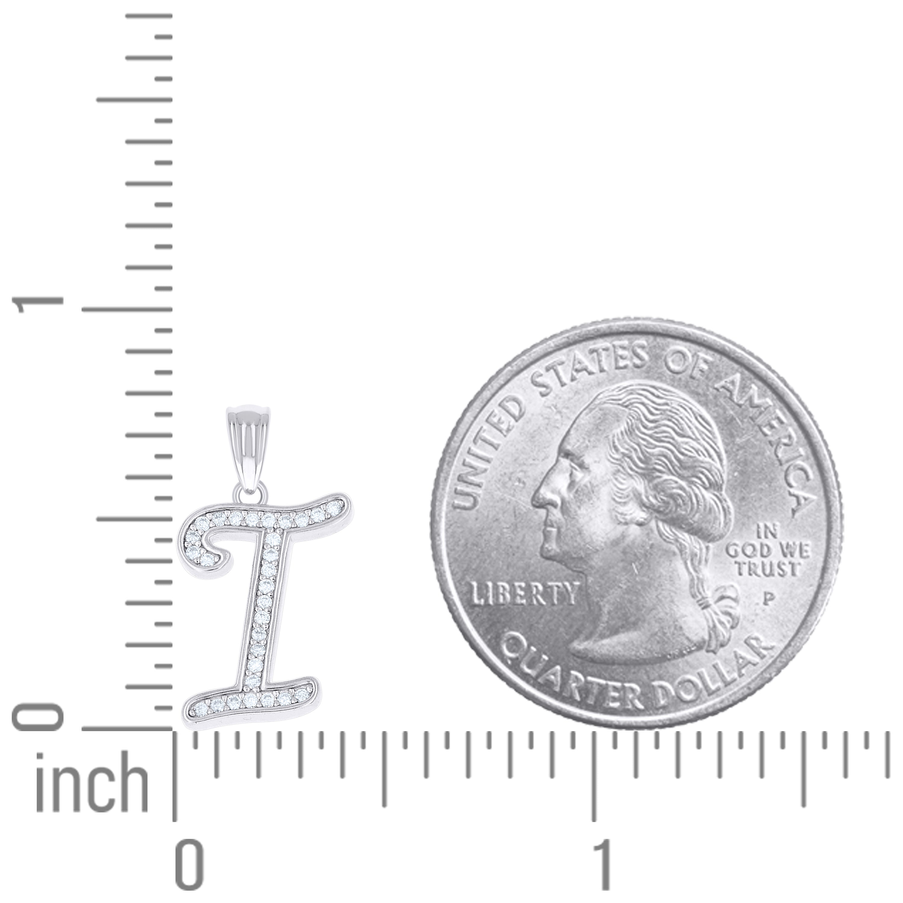 925 Sterling Silver Moissanite Initial "I" Pendant