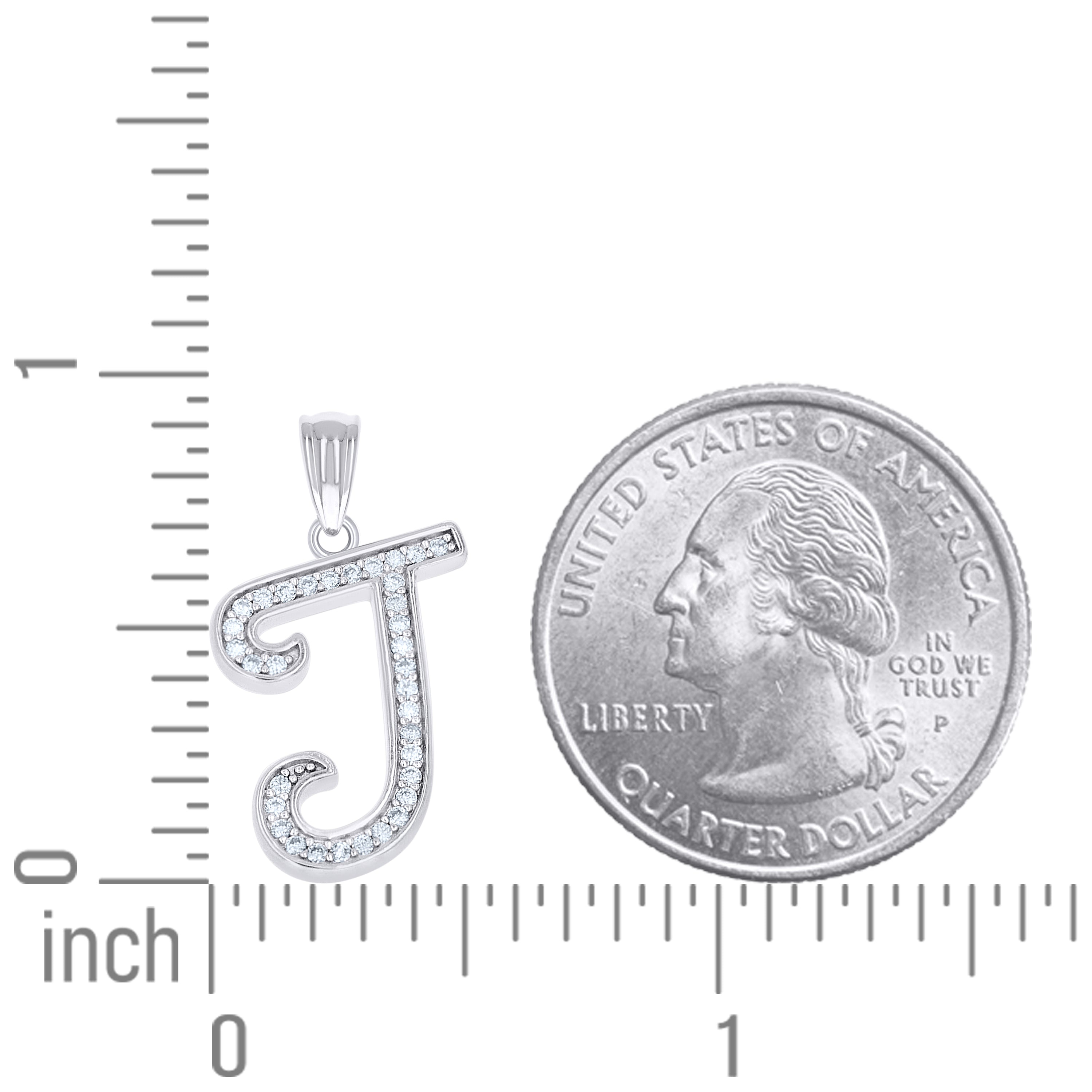 925 Sterling Silver Moissanite Initial "J" Pendant