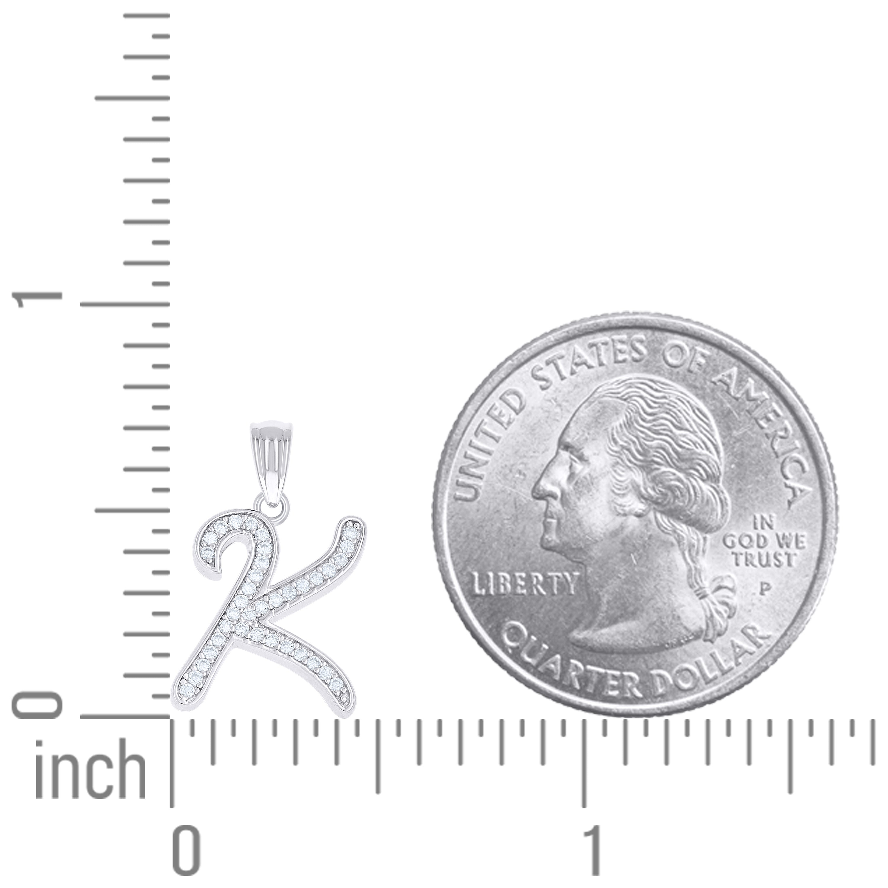 925 Sterling Silver Moissanite Initial "K" Pendant