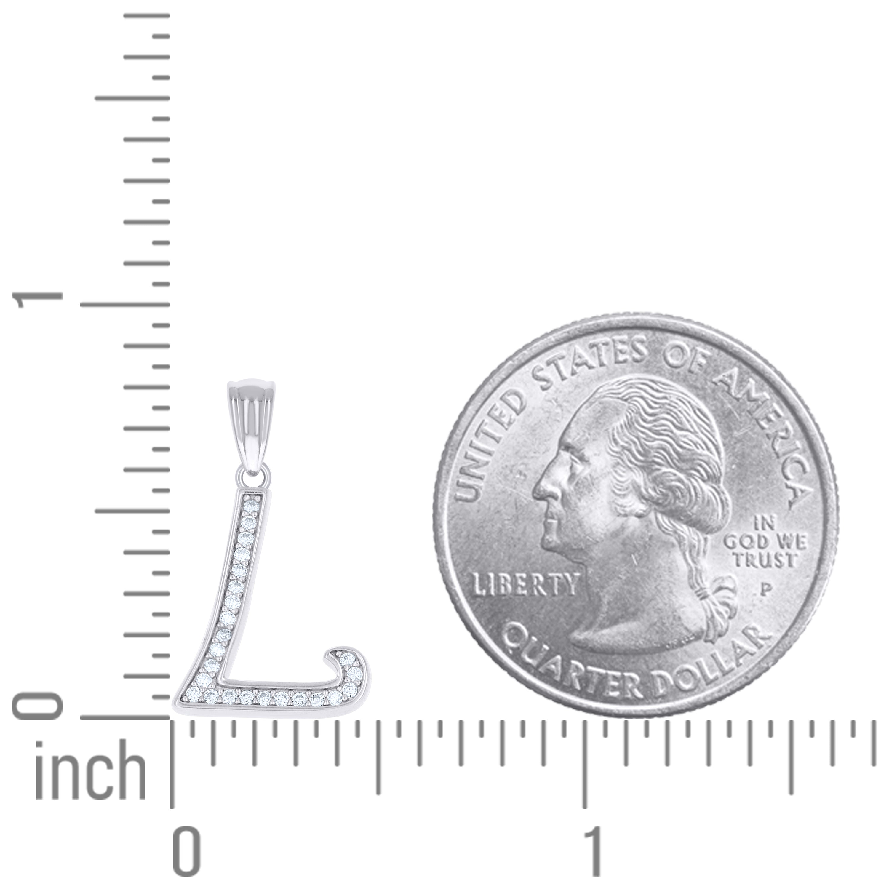 925 Sterling Silver Moissanite Initial "L" Pendant