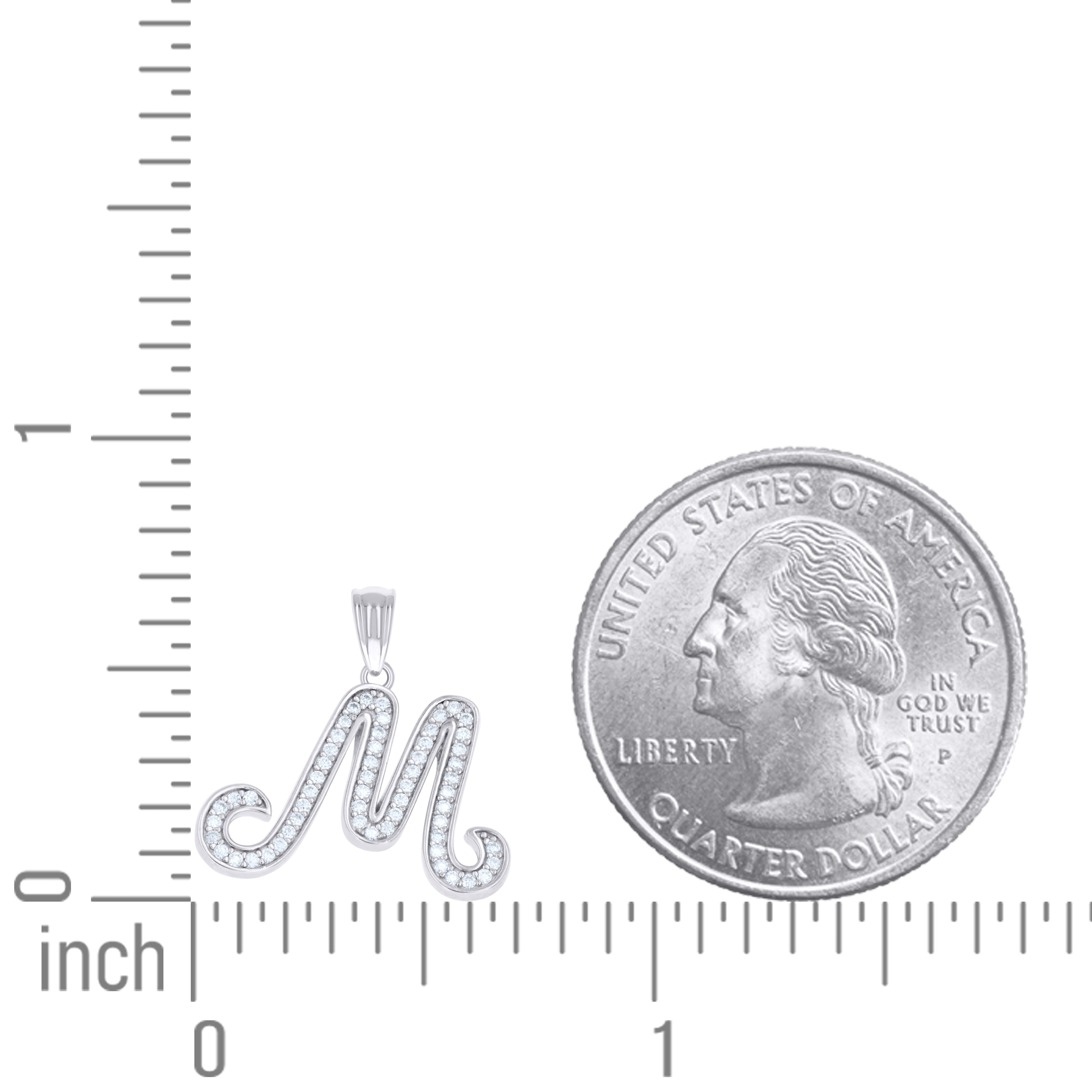 925 Sterling Silver Moissanite Initial "M" Pendant