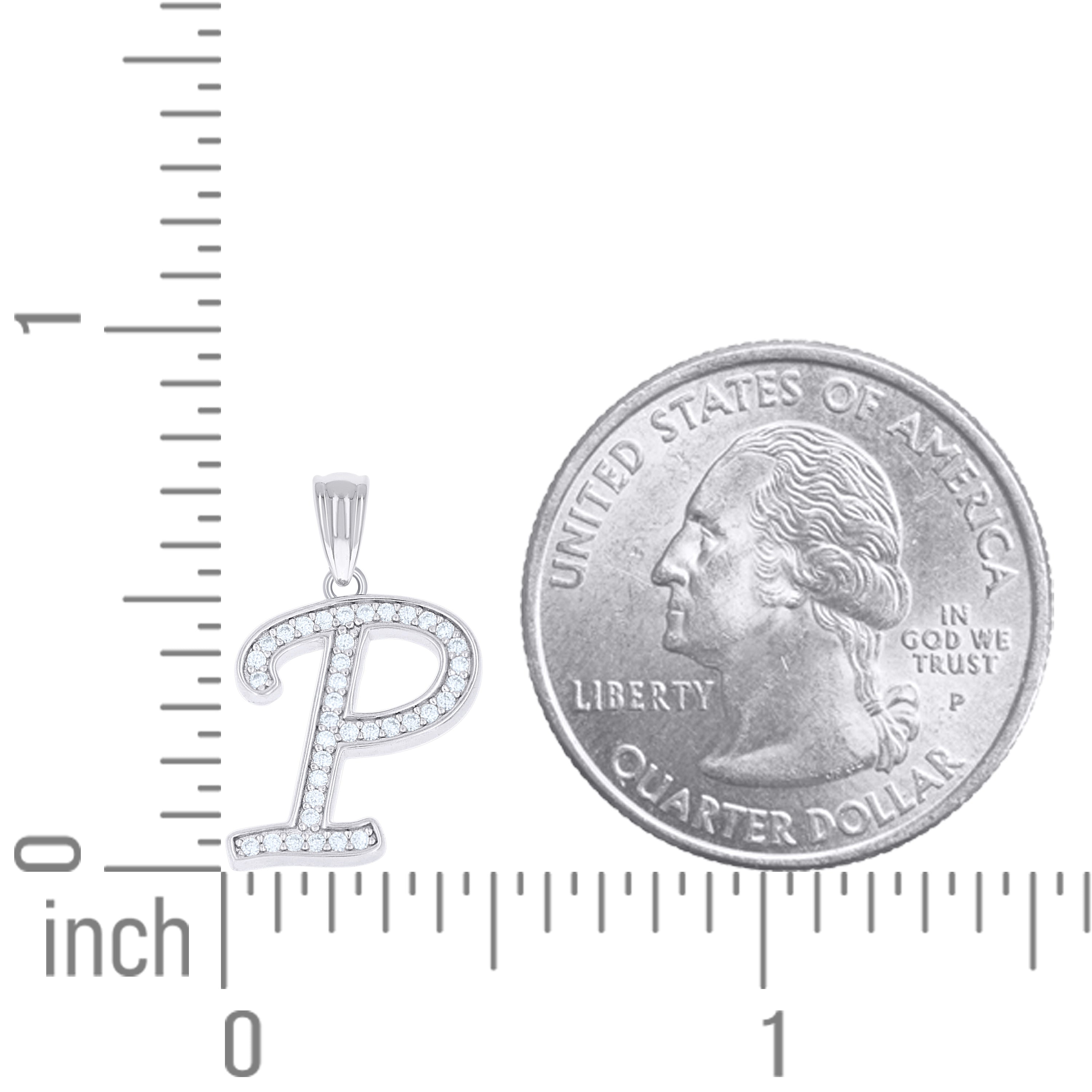 925 Sterling Silver Moissanite Initial "P" Pendant