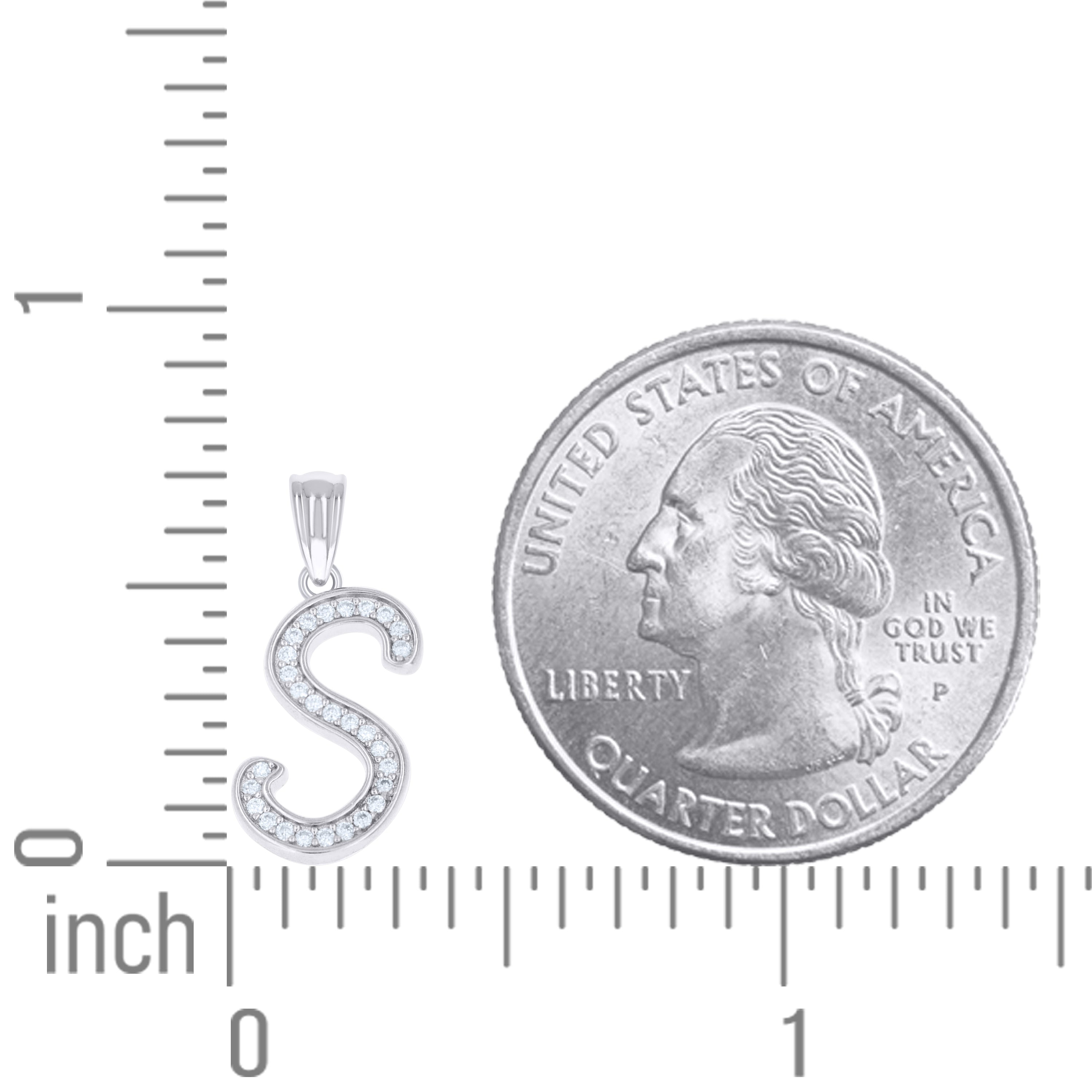 925 Sterling Silver Moissanite Initial "S" Pendant