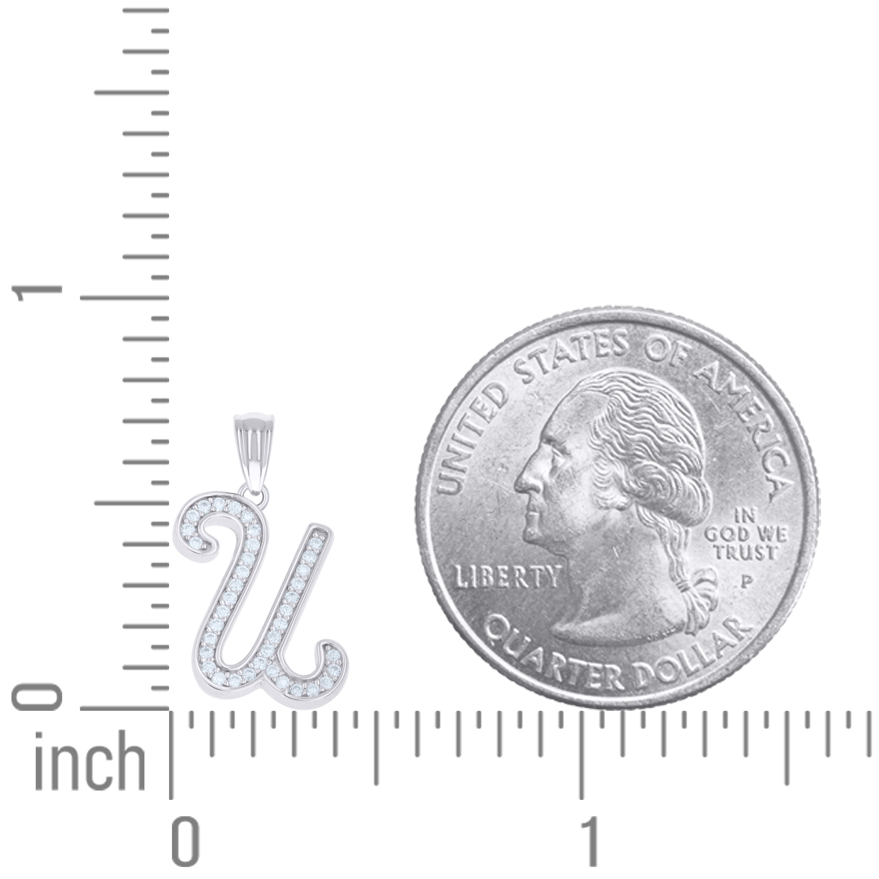 925 Sterling Silver Moissanite Initial "U" Pendant
