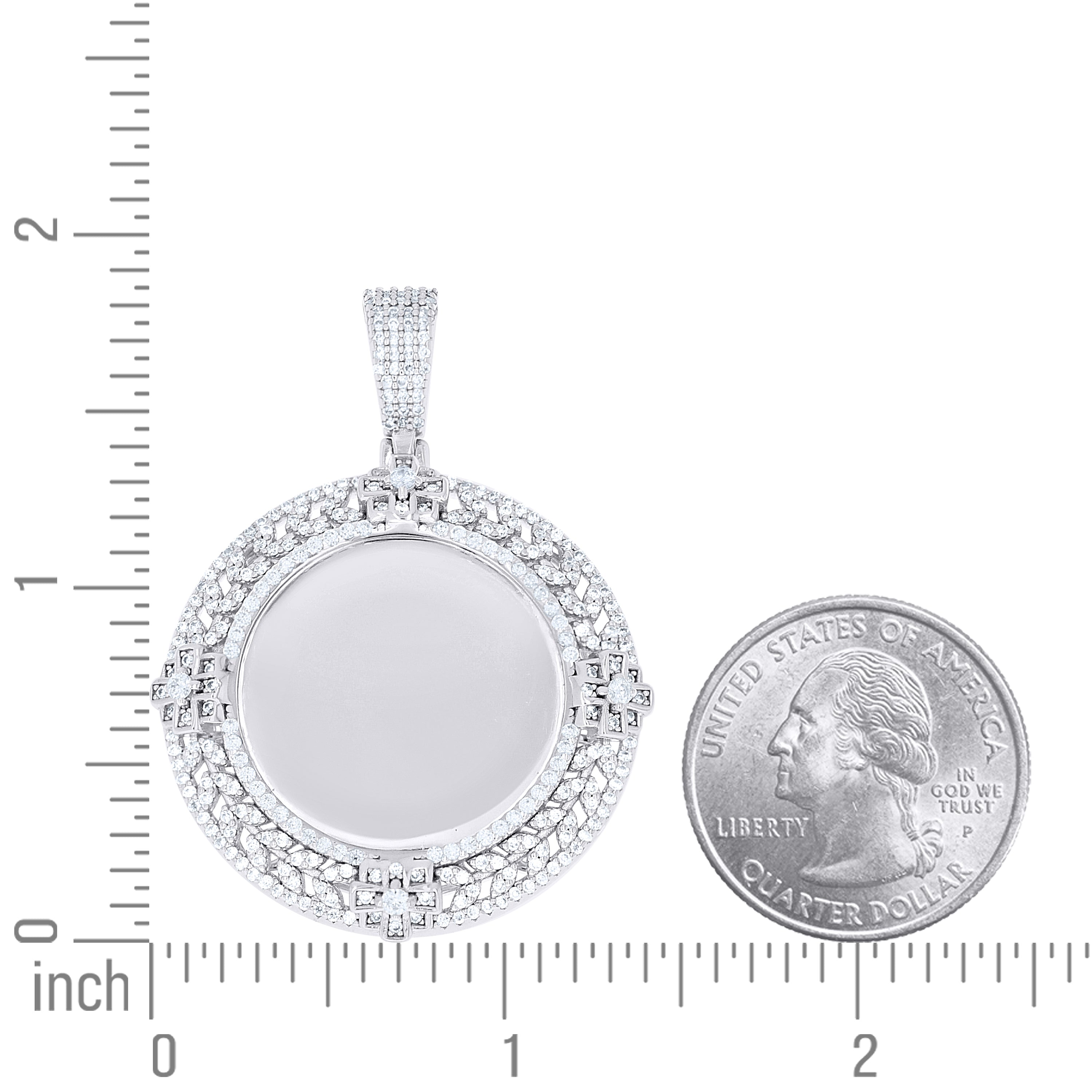 925 Sterling Silver Unisex Cubic-Zirconia Picture Frame Pendant