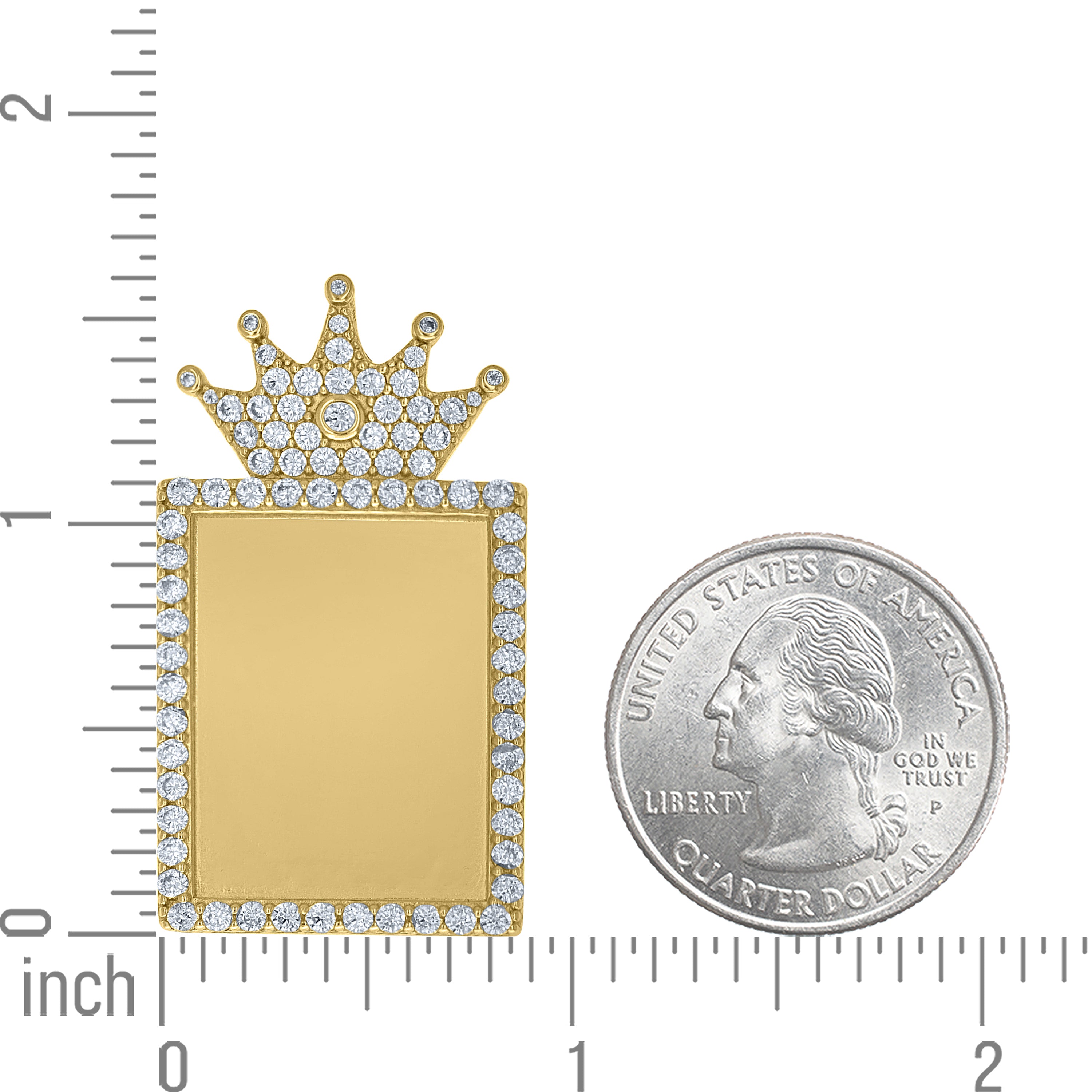 925 Sterling Silver Yellow-Tone Unisex Cubic-Zirconia Square Photo Frame Pendant