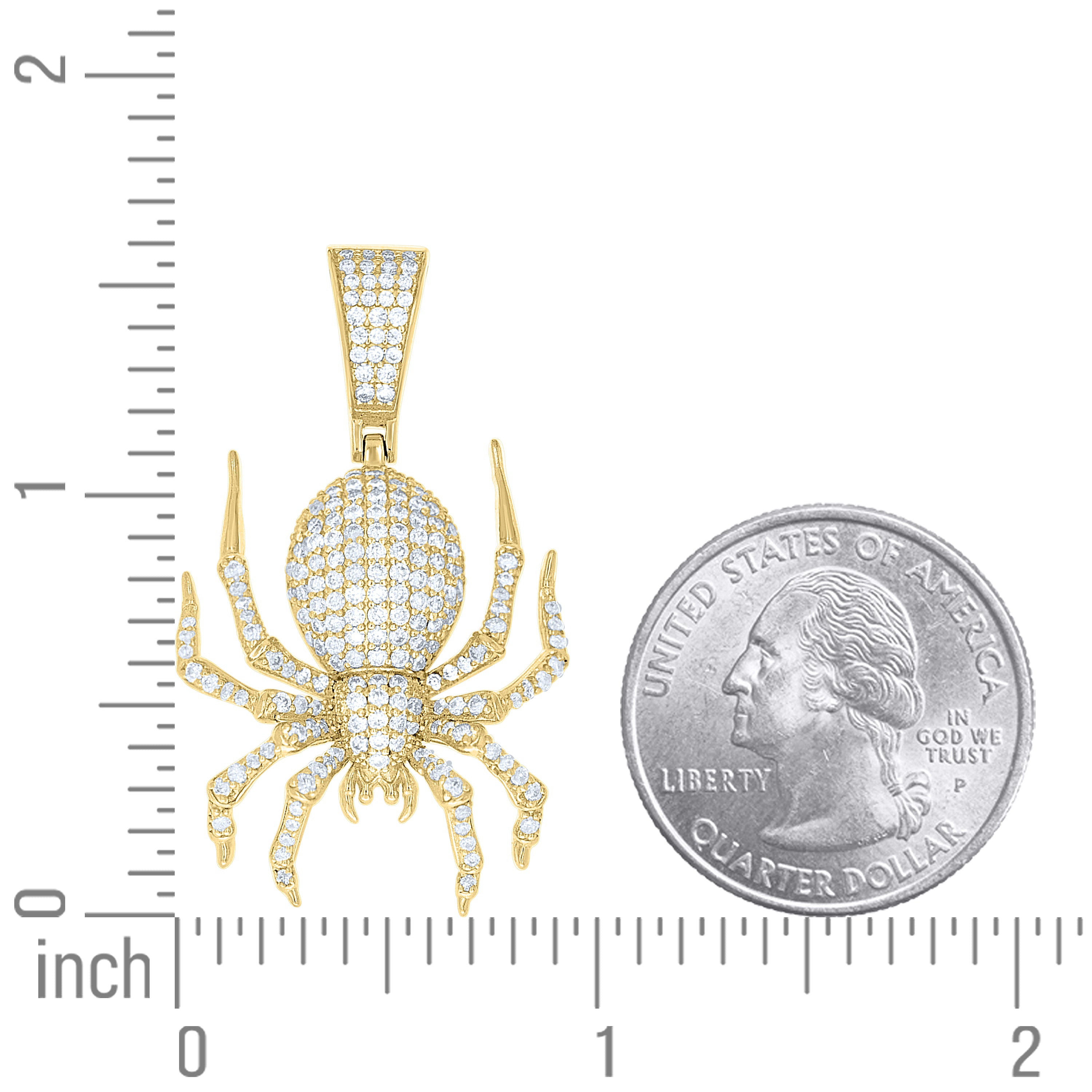 925 Sterling Silver Yellow-tone Mens Cubic-Zirconia Spider Wildlife Pendant