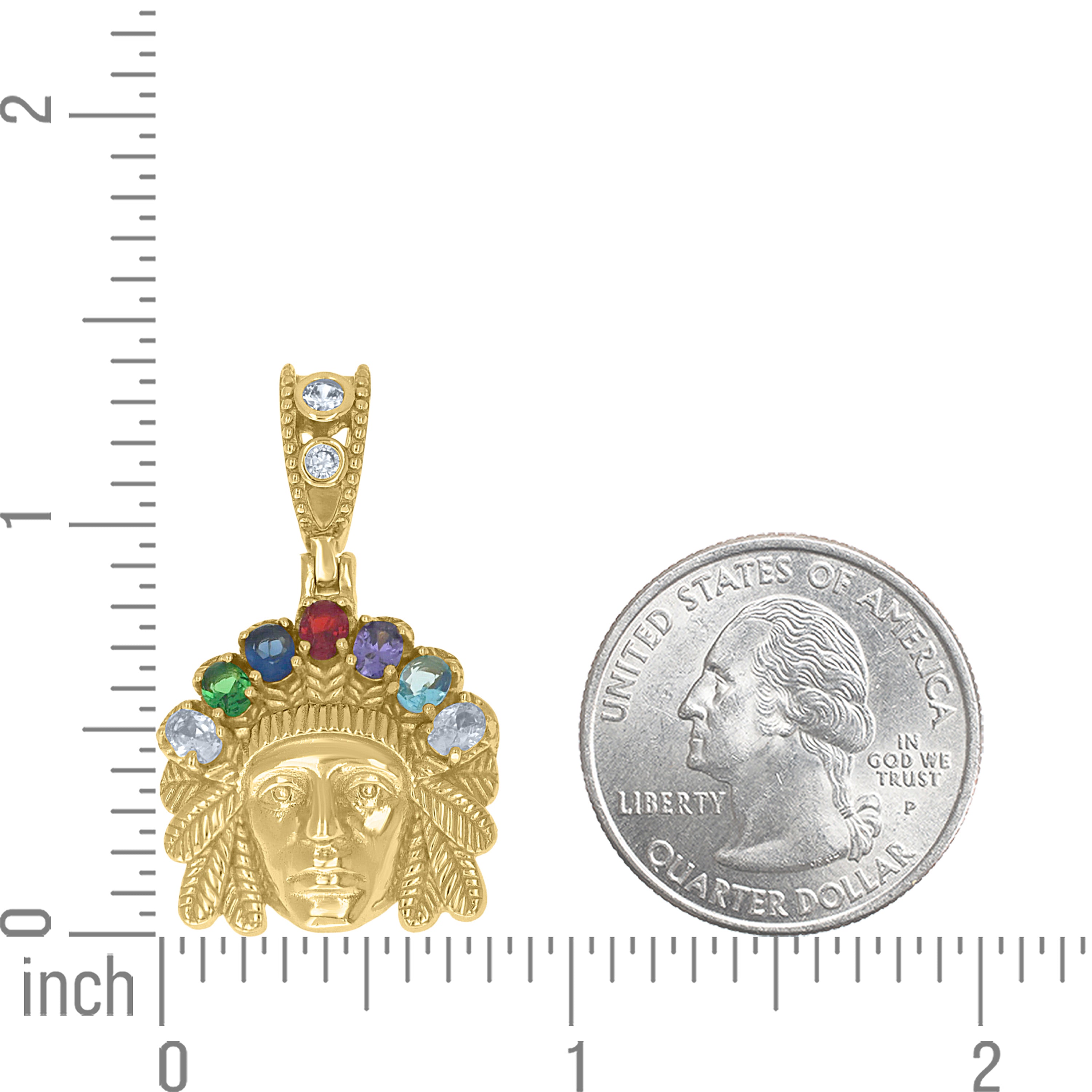 925 Sterling Silver Yellow-Tone Mens Multi-Color Oval Round Cubic-Zirconia Native American Pendant