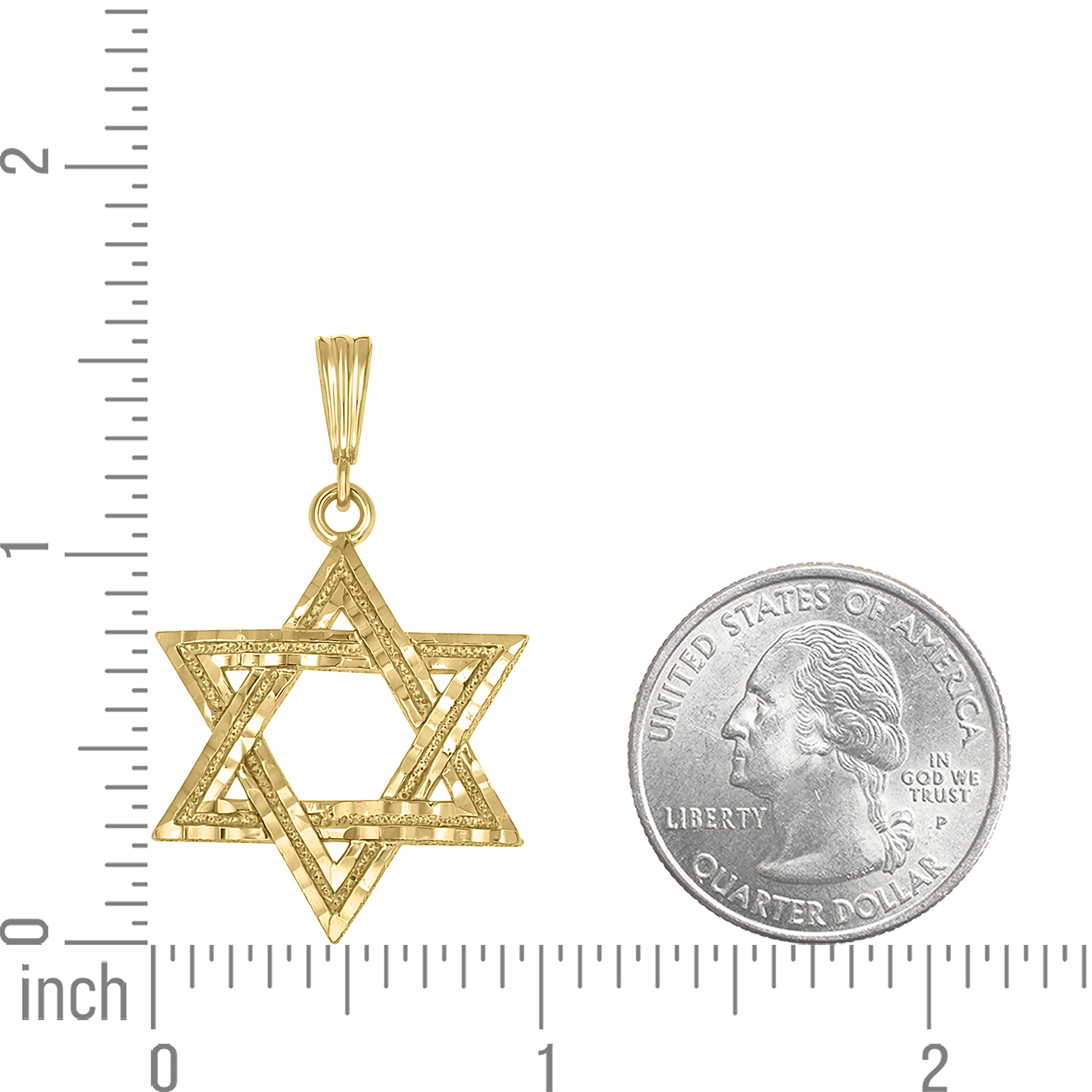 925 Sterling Silver Yellow-Tone Unisex Star Of David Religious Charm Pendant
