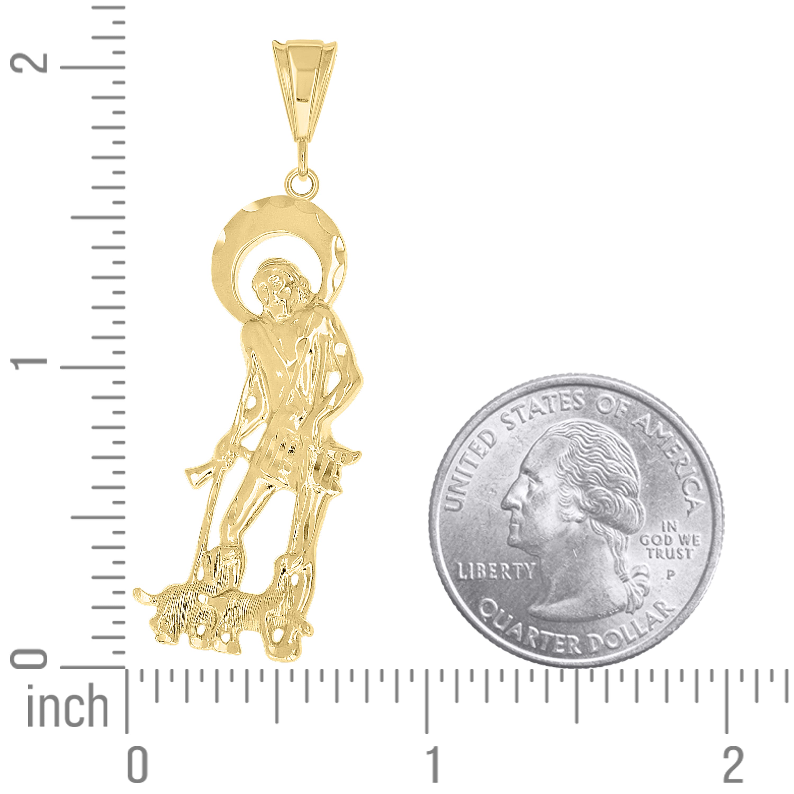 925 Sterling Silver Yellow-tone Men St. Lazarus Religious Charm Pendant
