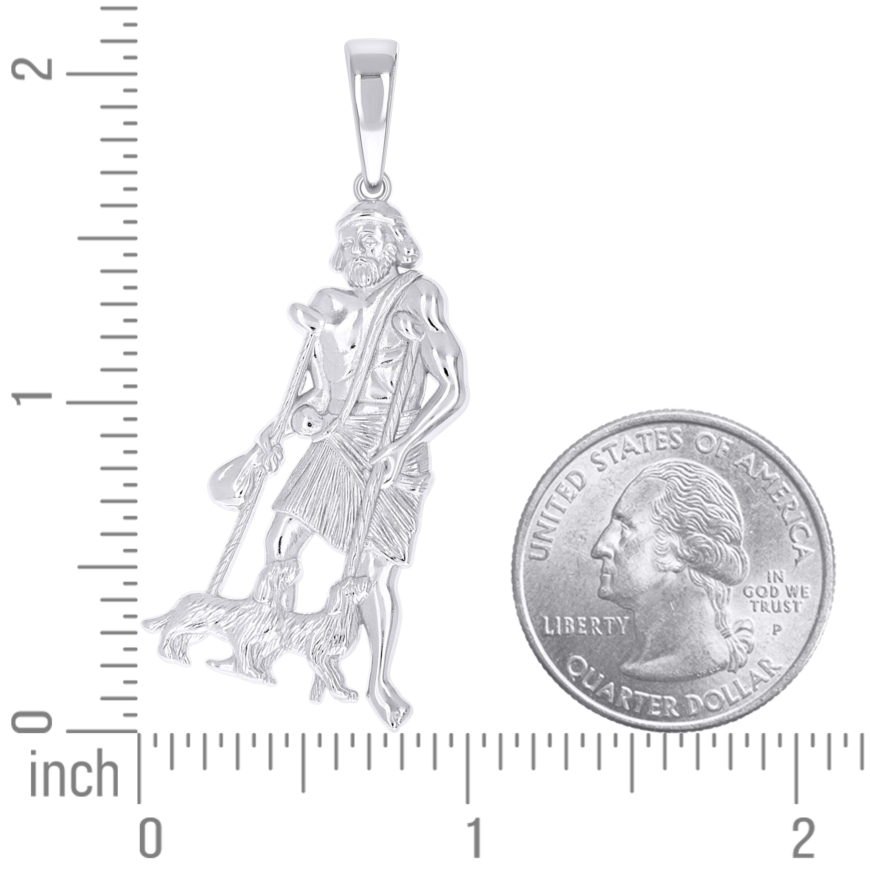 925 Sterling Silver Men St. Lazarus Religious Charm Pendant