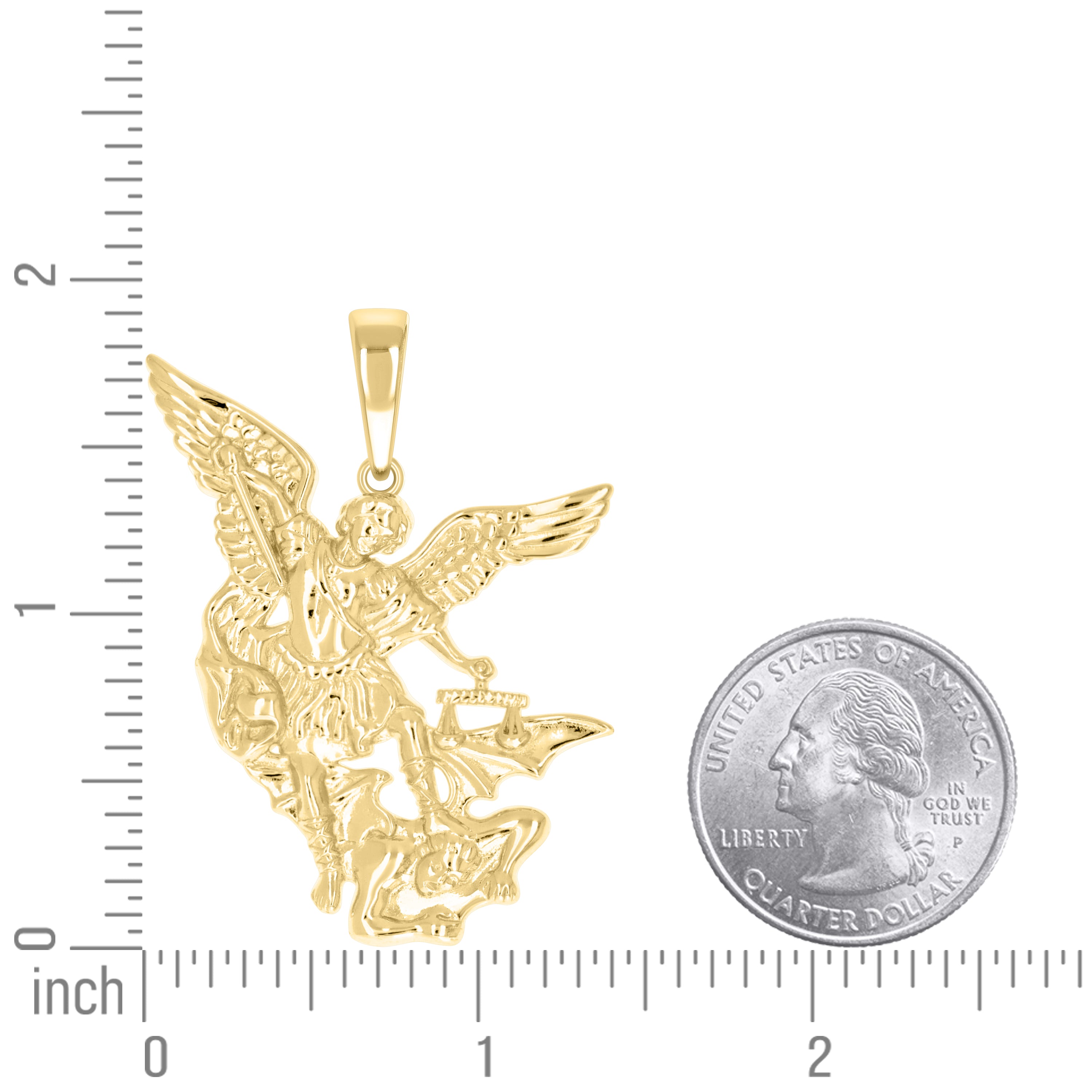 925 Sterling Silver Yellow-tone Men St. Michael Religious Charm Pendant