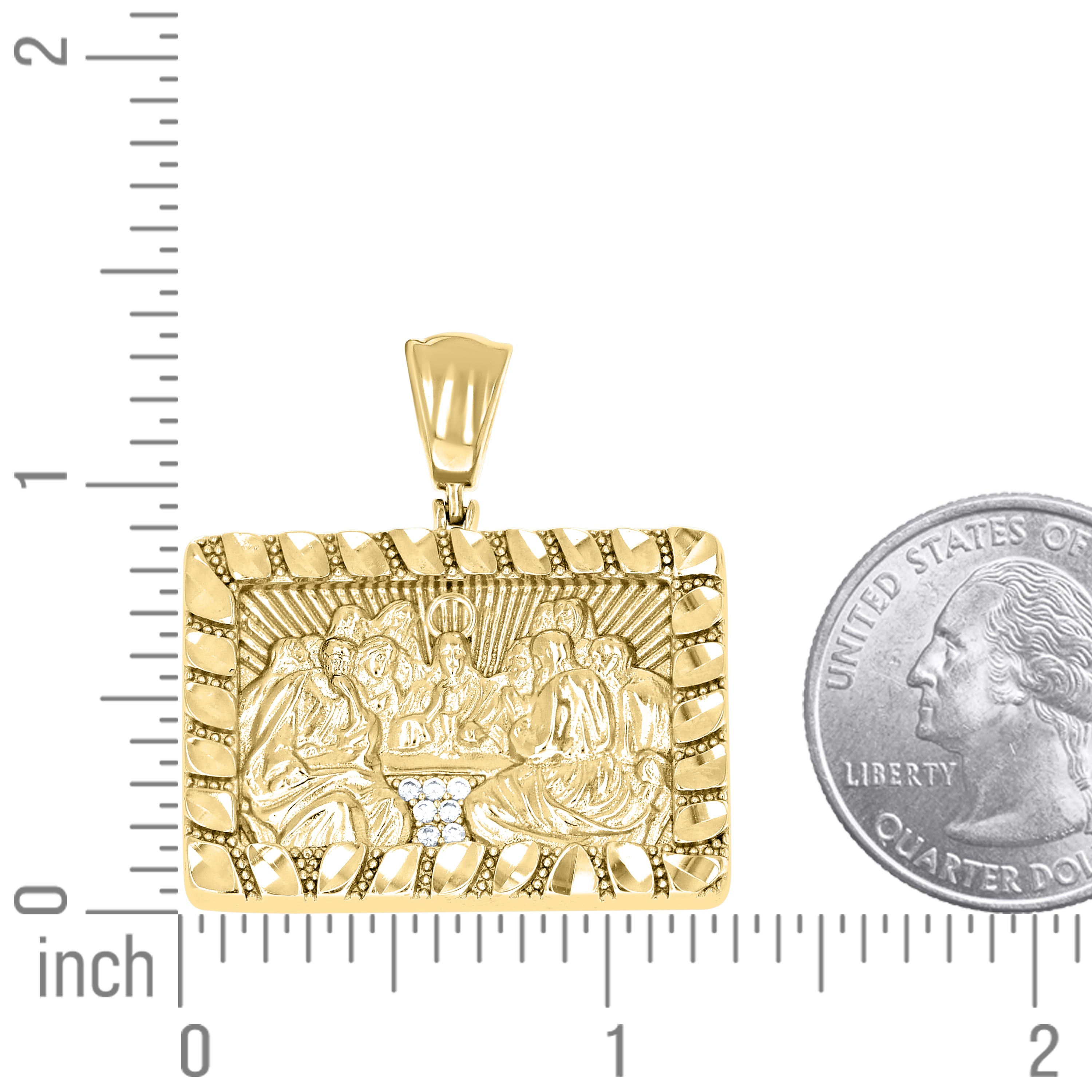 925 Sterling Silver Yellow-tone Men Last Supper Religious Charm Pendant