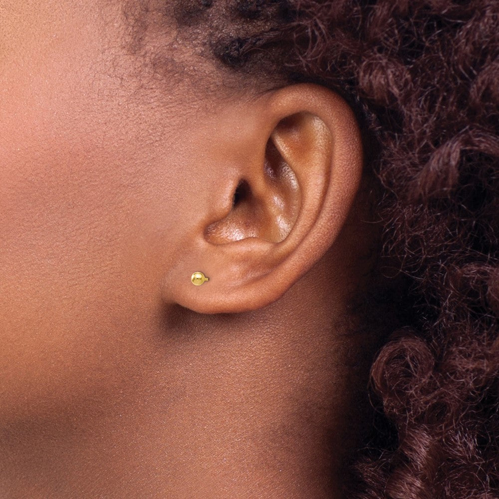 14K Polished 3mm Ball Post Earrings