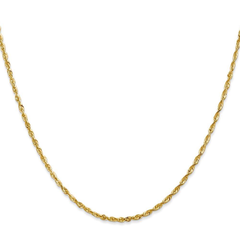 14K 16 Inch 2Mm Extra Light Diamond-Cut Rope With Lobster Clasp Chain