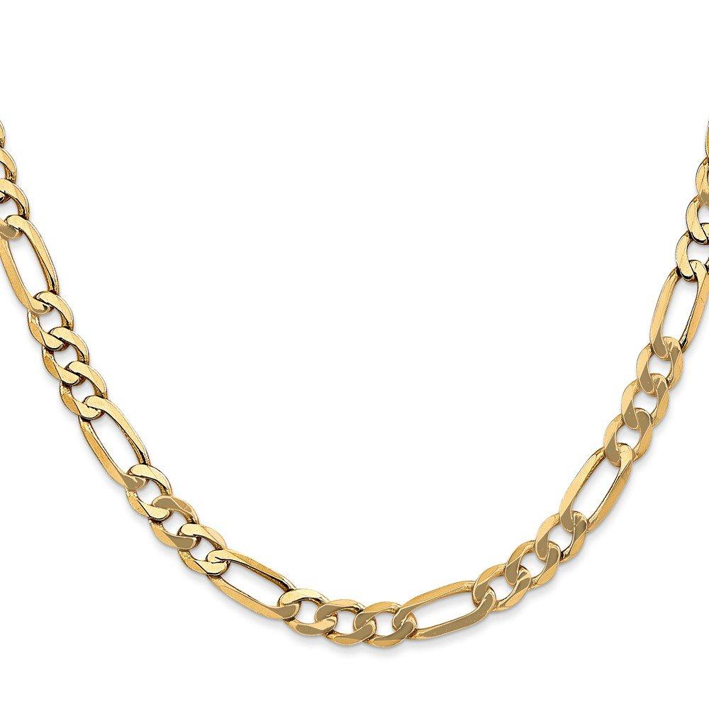 14K 18 Inch 5.25Mm Flat Figaro With Lobster Clasp Chain