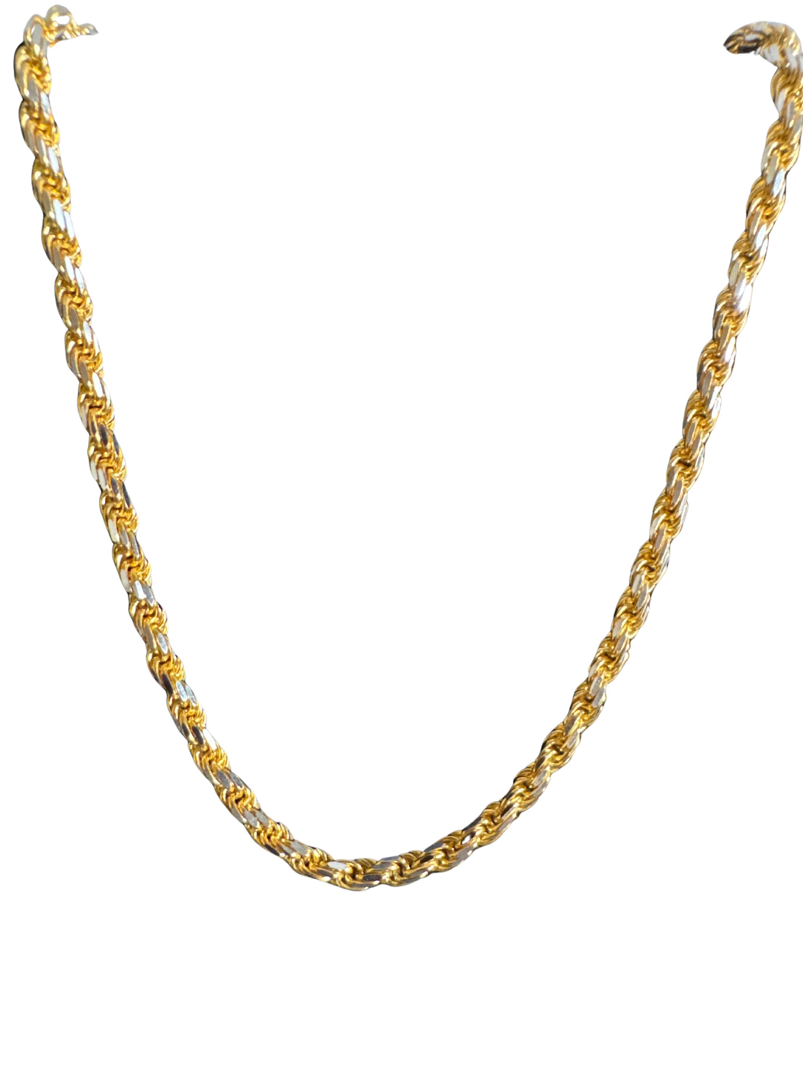 14k Yellow Gold 3.0MM Diamond Cut Rope Chain 24"