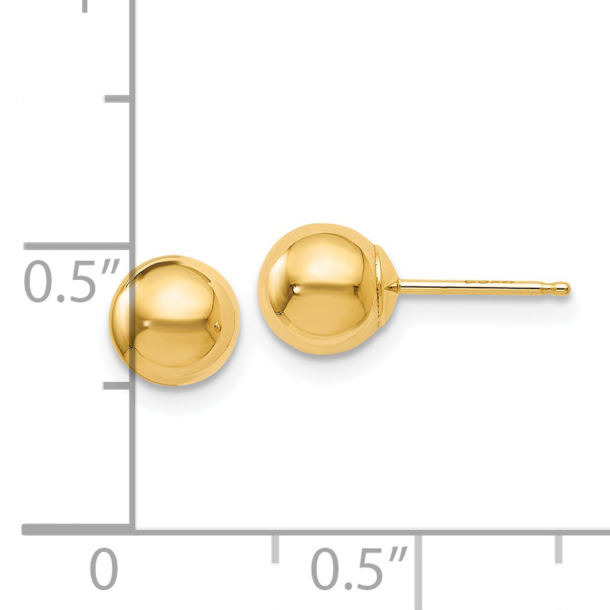 14K Polished 6mm Ball Post Earrings