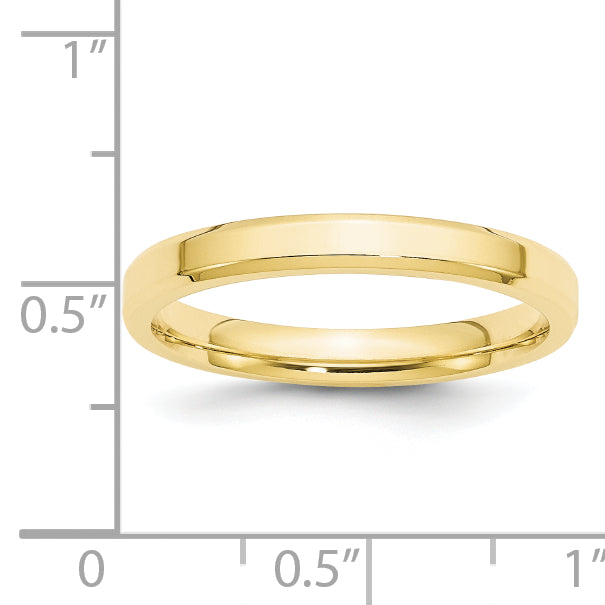 10k Yellow Gold 3mm Beveled Edge Comfort Fit Wedding Band Size 5