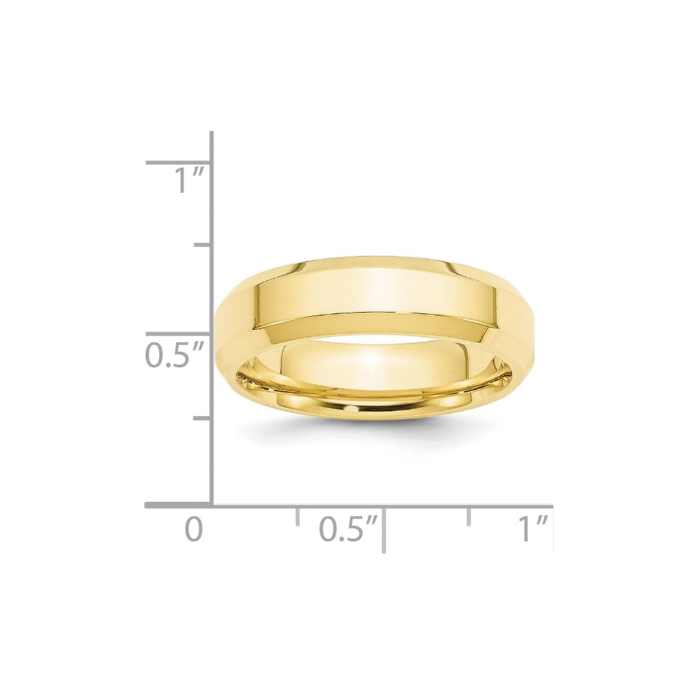 10k Yellow Gold 6mm Beveled Edge Comfort Fit Wedding Band Size 5.5