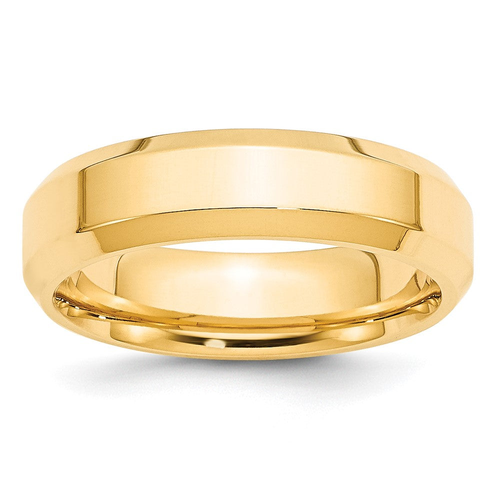 10k Yellow Gold 6mm Beveled Edge Comfort Fit Wedding Band Size 5.5