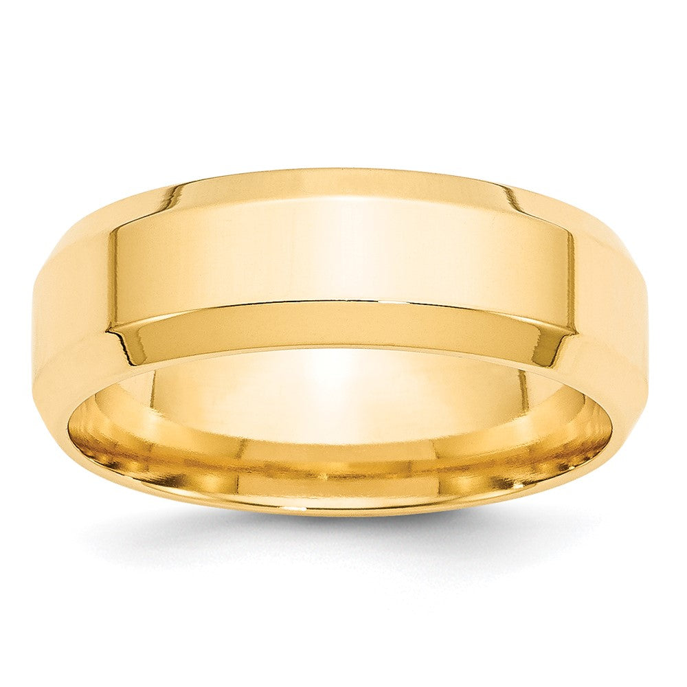 10k Yellow Gold 7mm Beveled Edge Comfort Fit Wedding Band Size 11