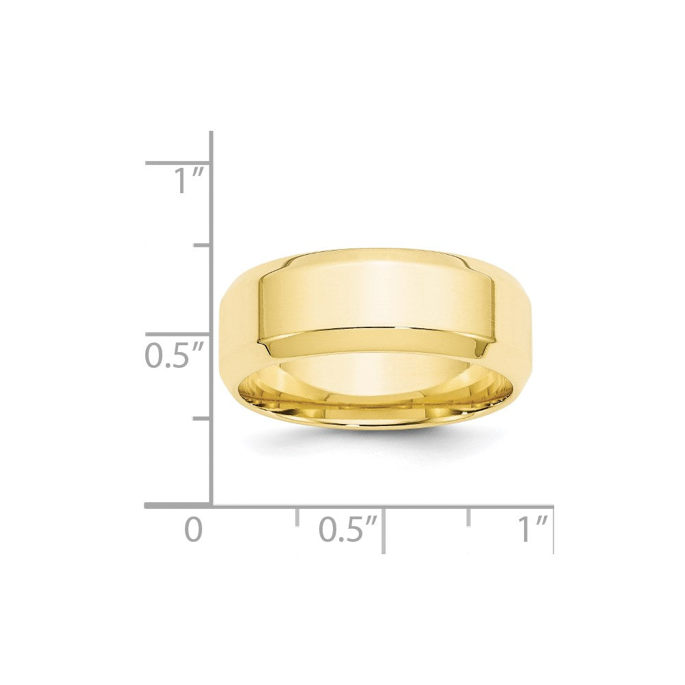 10k Yellow Gold 8mm Beveled Edge Comfort Fit Wedding Band Size 7