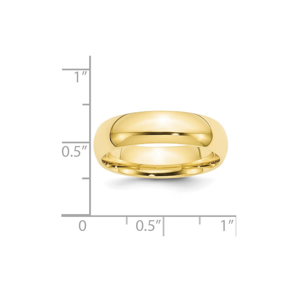 10k Yellow Gold 6mm Standard Weight Comfort Fit Wedding Band Size 13.5