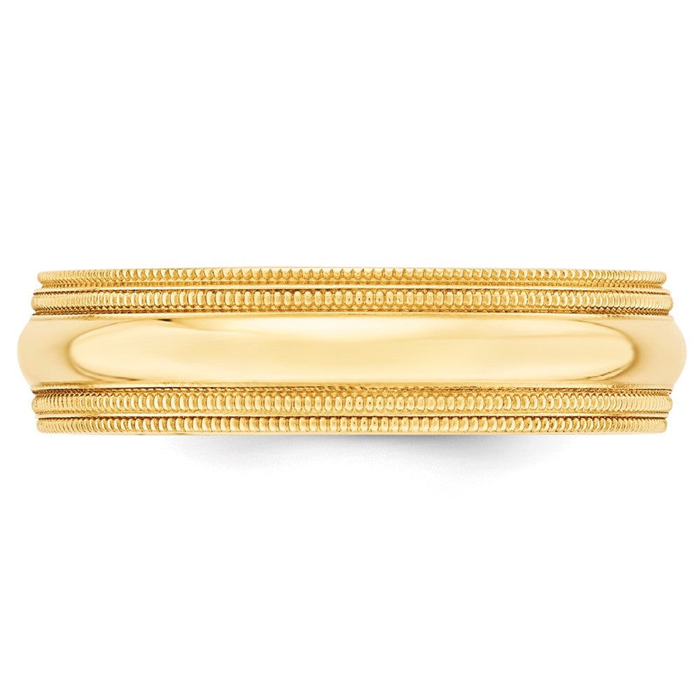 10k Yellow Gold 6mm Double Milgrain Comfort Fit Wedding Band Size 7.5