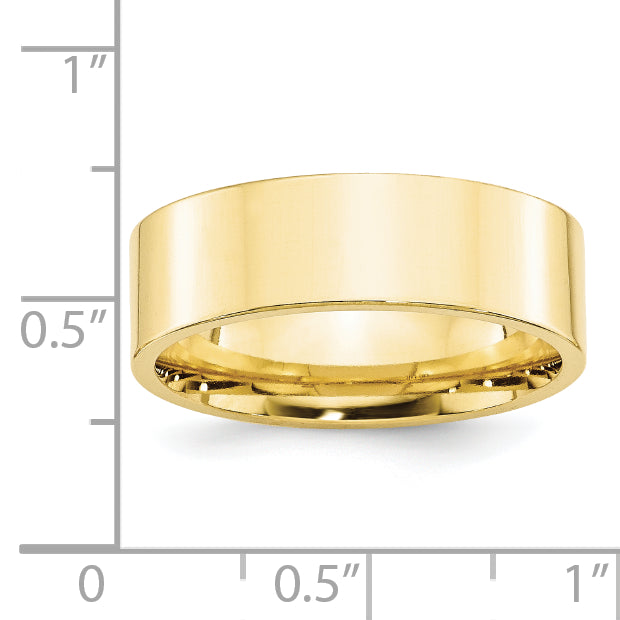 10k Yellow Gold 7mm Standard Weight Flat Comfort Fit Wedding Band Size 5