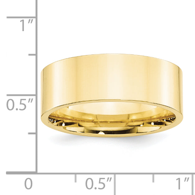 10k Yellow Gold 8mm Standard Weight Flat Comfort Fit Wedding Band Size 12