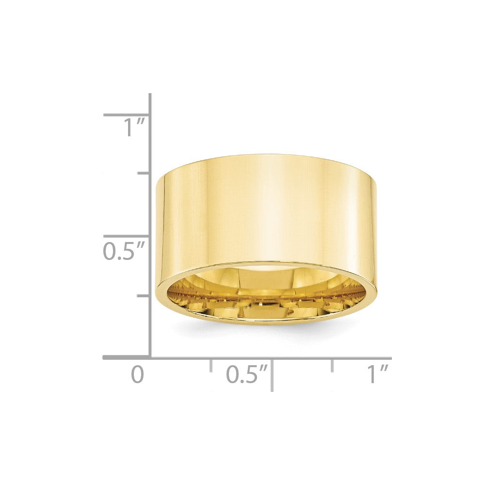10k Yellow Gold 12mm Standard Weight Flat Comfort Fit Wedding Band Size 6