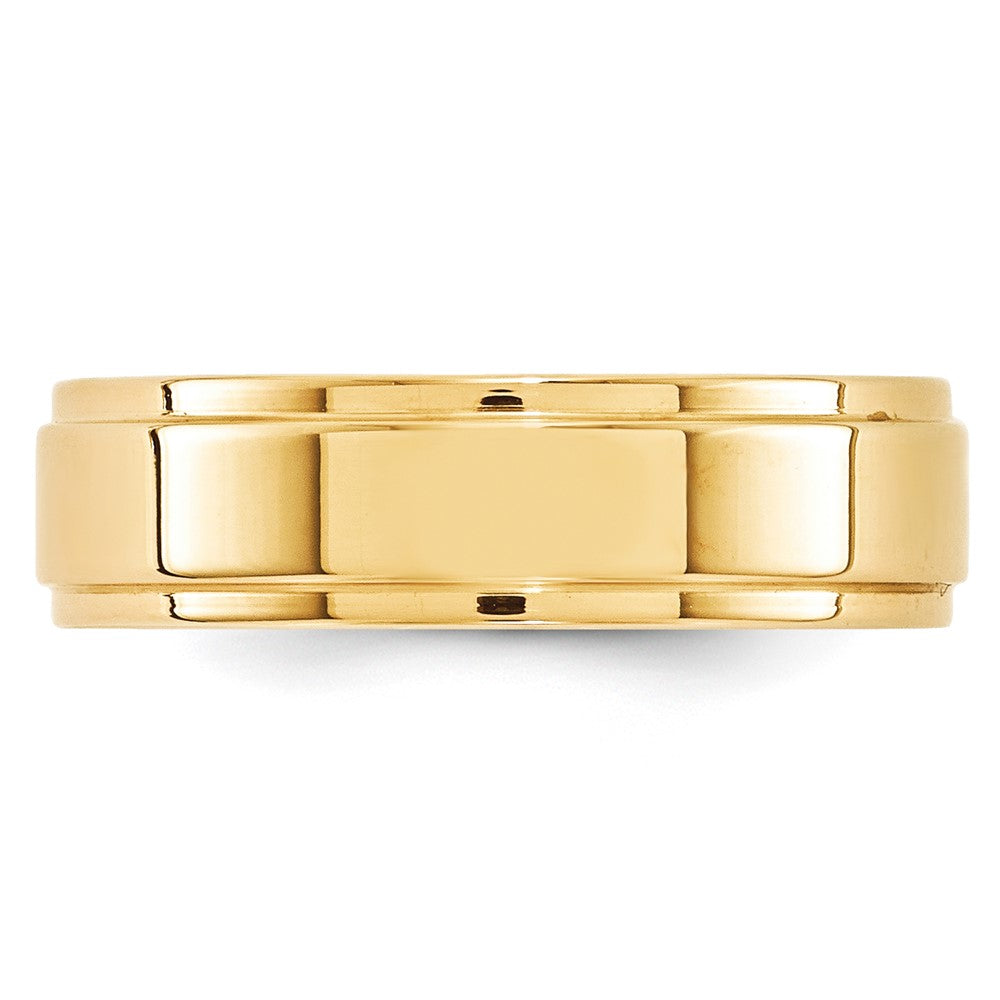 10k Yellow Gold 6mm Flat with Step Edge Wedding Band Size 11.5