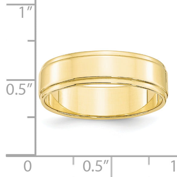 10k Yellow Gold 6mm Flat with Step Edge Wedding Band Size 4.5