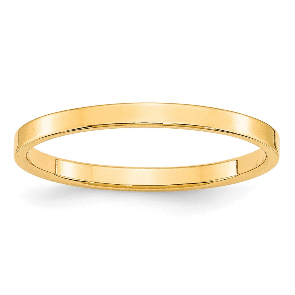 10k Yellow Gold 2mm Lightweight Flat Wedding Band Size 9.5