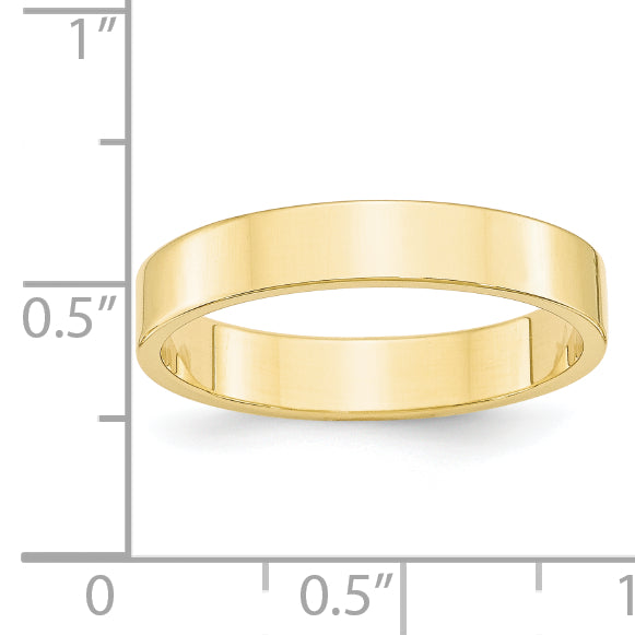 10k Yellow Gold 4mm Lightweight Flat Wedding Band Size 8