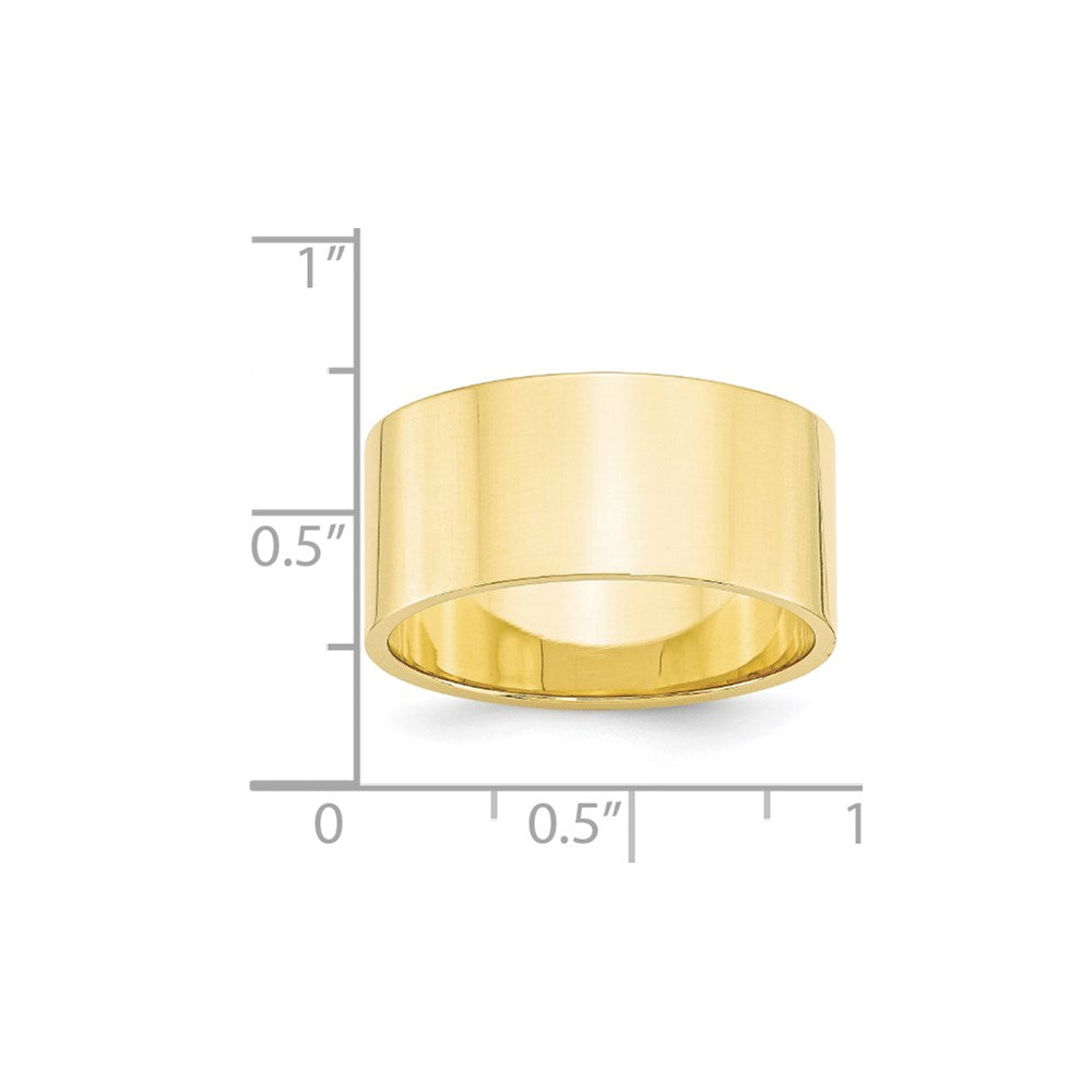 10k Yellow Gold 10mm Lightweight Flat Wedding Band Size 4