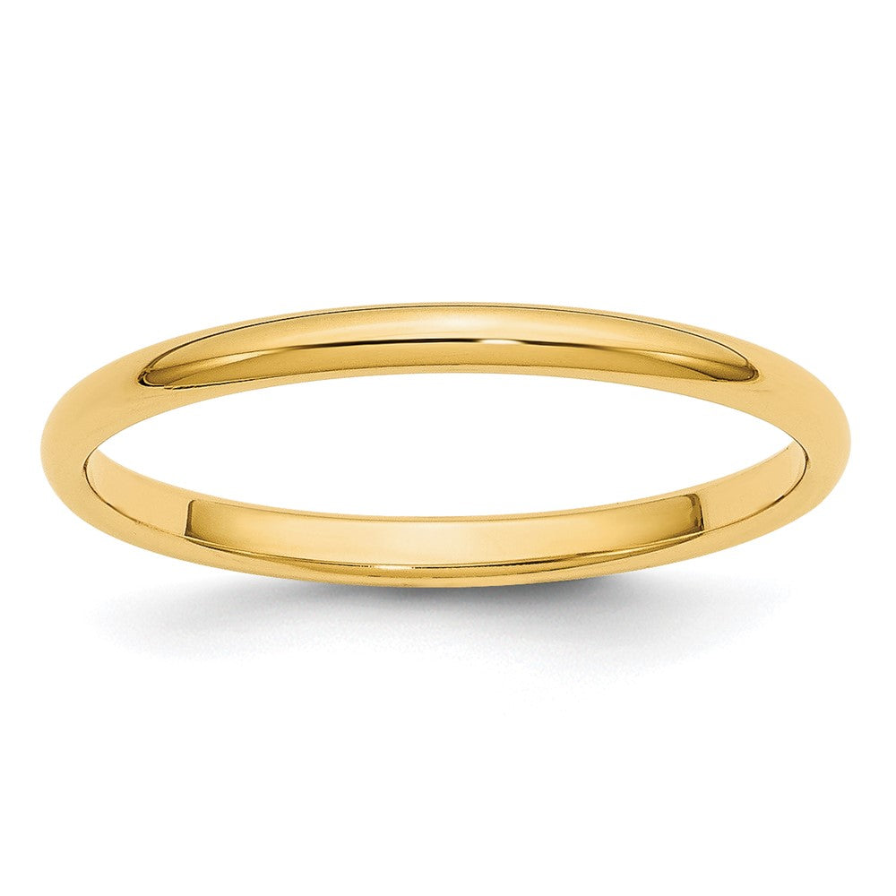 10k Yellow Gold 2mm Half Round Wedding Band Size 12.5