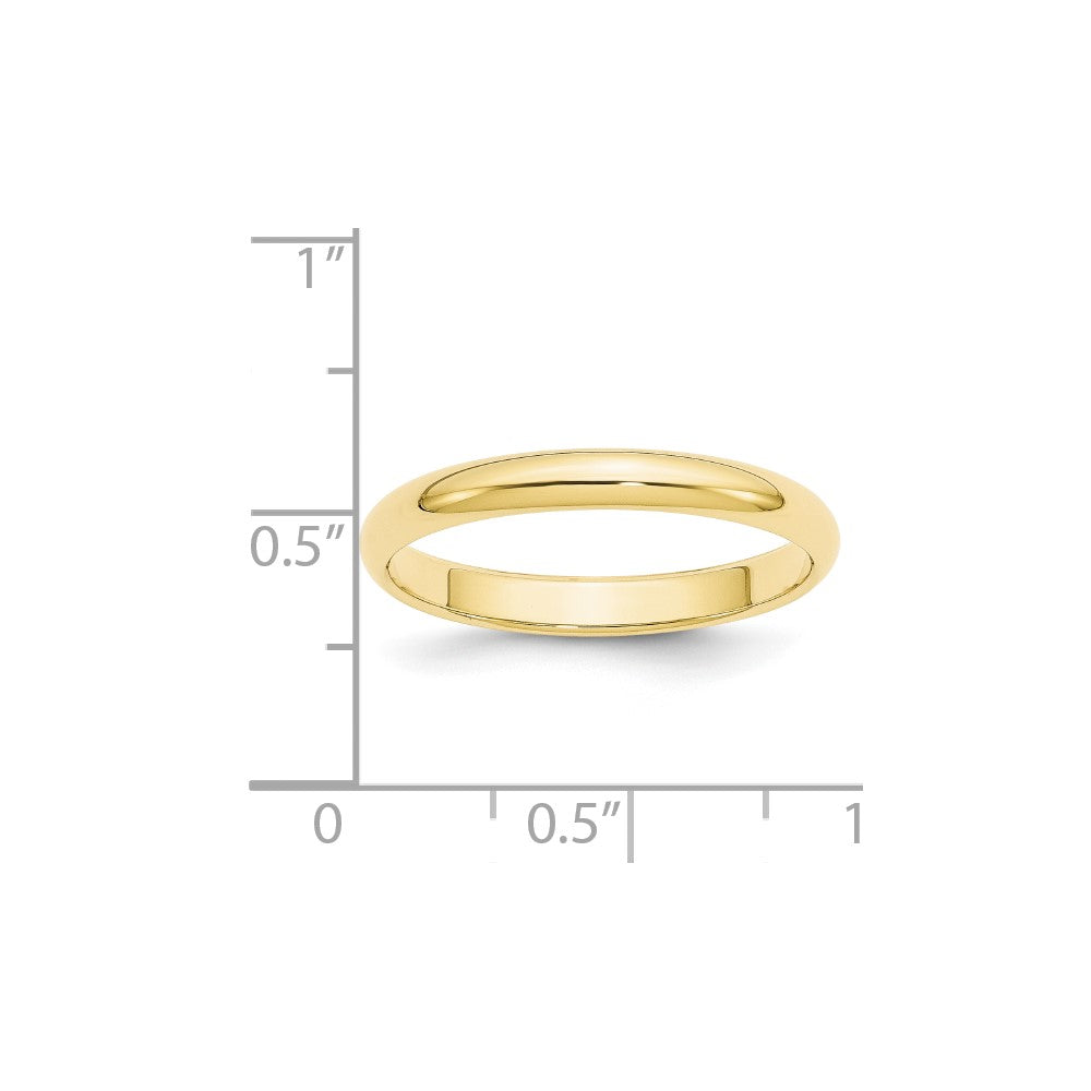 10k Yellow Gold 3mm Half Round Wedding Band Size 13.5
