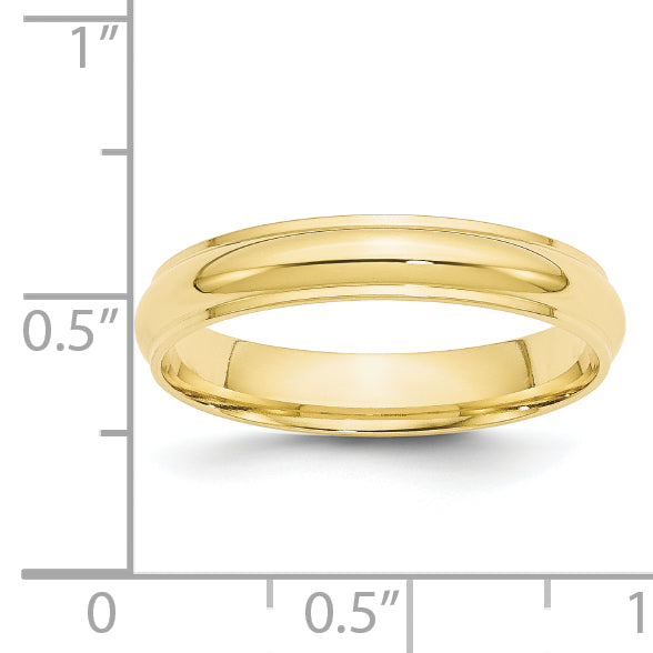 10k Yellow Gold 4mm Half Round with Edge Wedding Band Size 12.5