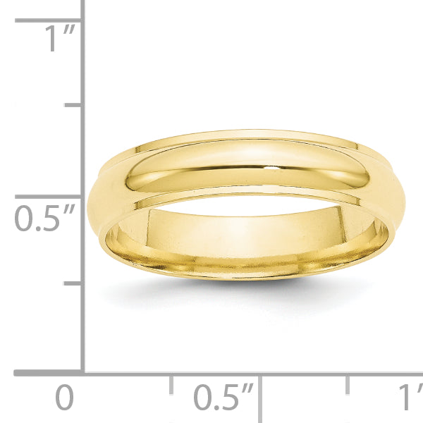 10k Yellow Gold 5mm Half Round with Edge Wedding Band Size 10.5