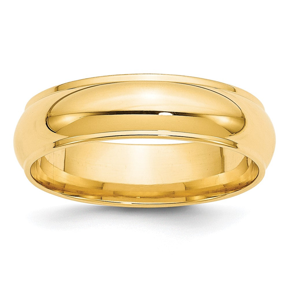 10k Yellow Gold 6mm Half Round with Edge Wedding Band Size 13