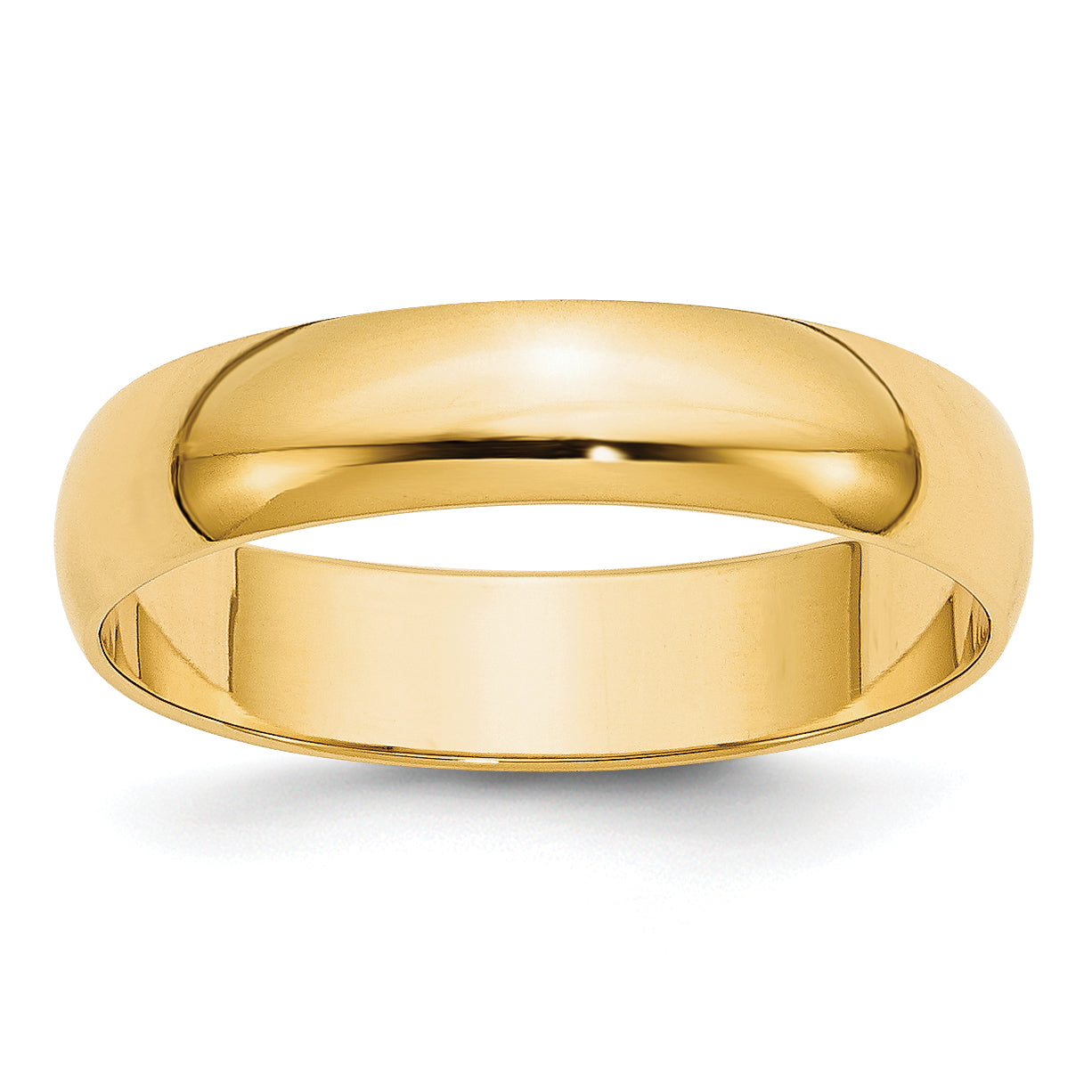 10k Yellow Gold 5mm Lightweight Half Round Wedding Band Size 8