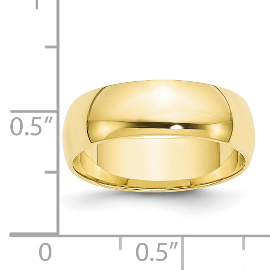 10k Yellow Gold 6mm Lightweight Half Round Wedding Band Size 13.5