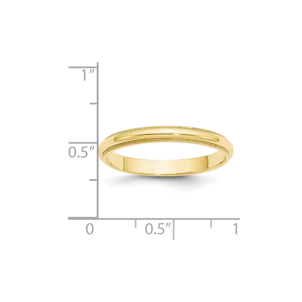 10k Yellow Gold 3mm Milgrain Half Round Wedding Band Size 14