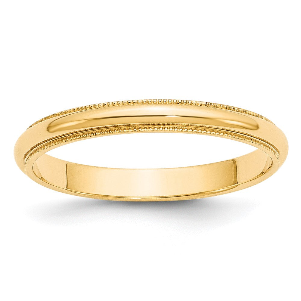 10k Yellow Gold 3mm Milgrain Half Round Wedding Band Size 14