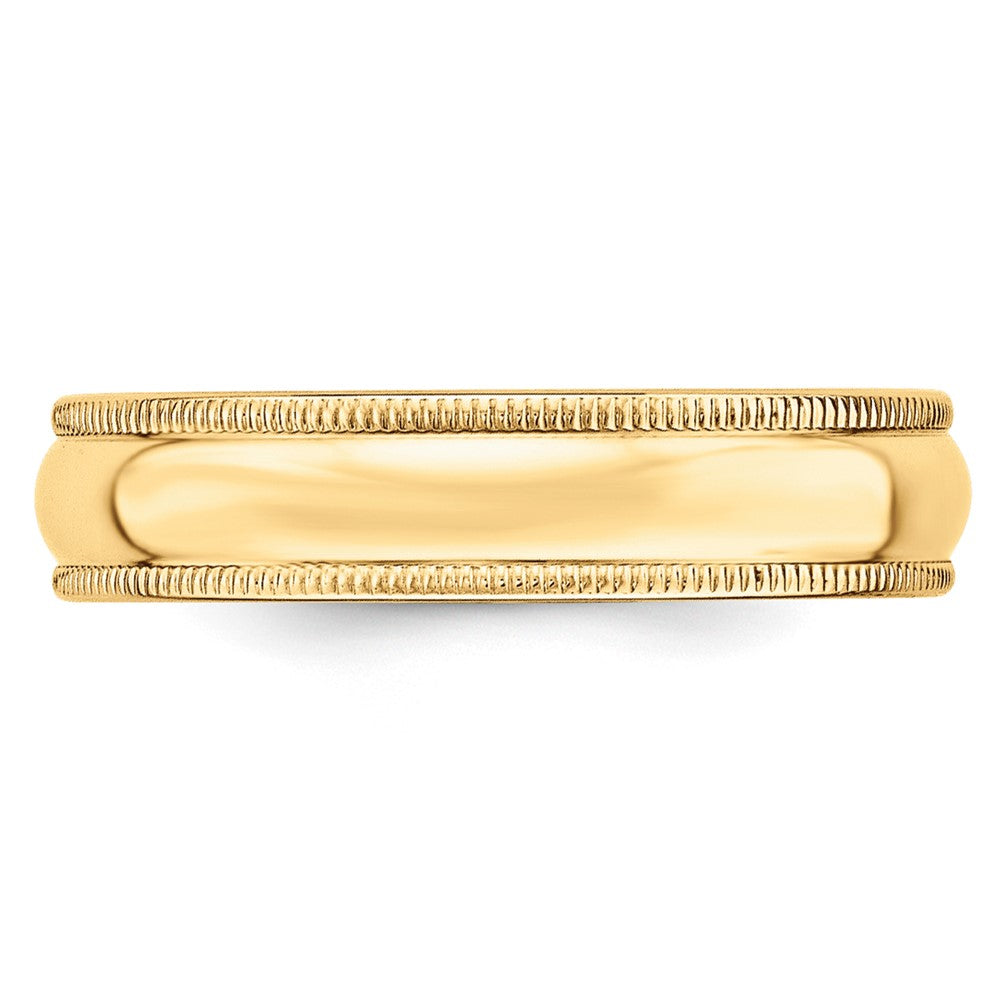 10k Yellow Gold 5mm Milgrain Half Round Wedding Band Size 7.5