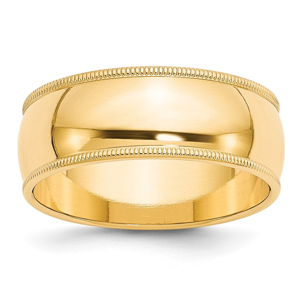 10k Yellow Gold 8mm Milgrain Half Round Wedding Band Size 4