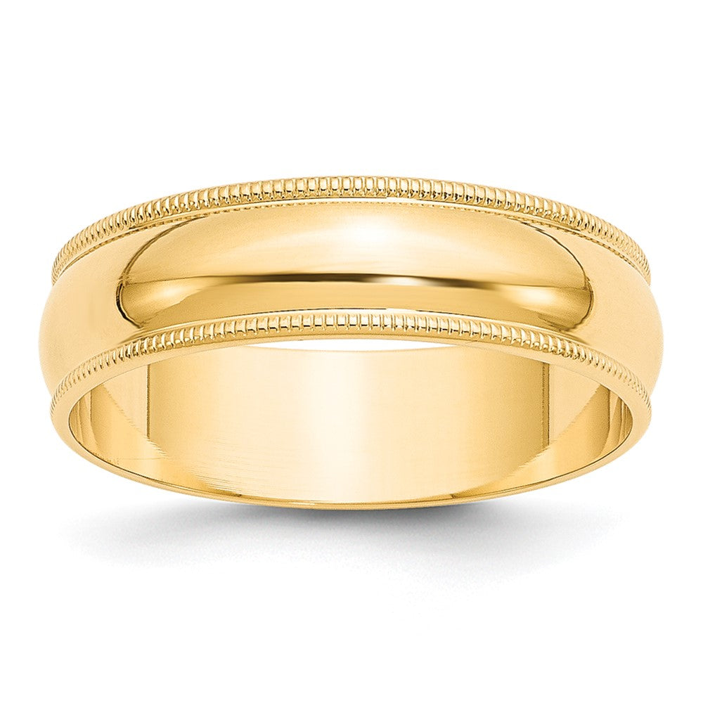 10k Yellow Gold 6mm Lightweight Milgrain Half Round Wedding Band Size 9.5